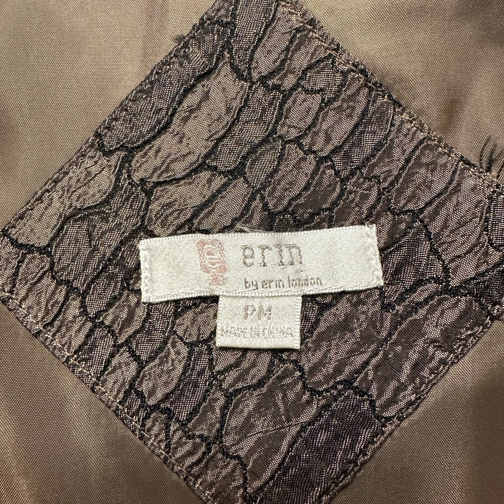 ERIN by Erin London Blazer Jacket PM Metallic Bronze Croc Textured Petite Medium - Picture 7 of 10
